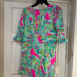 Girls Lilly Pulitzer Pink and Green Long Sleeve Dress xl